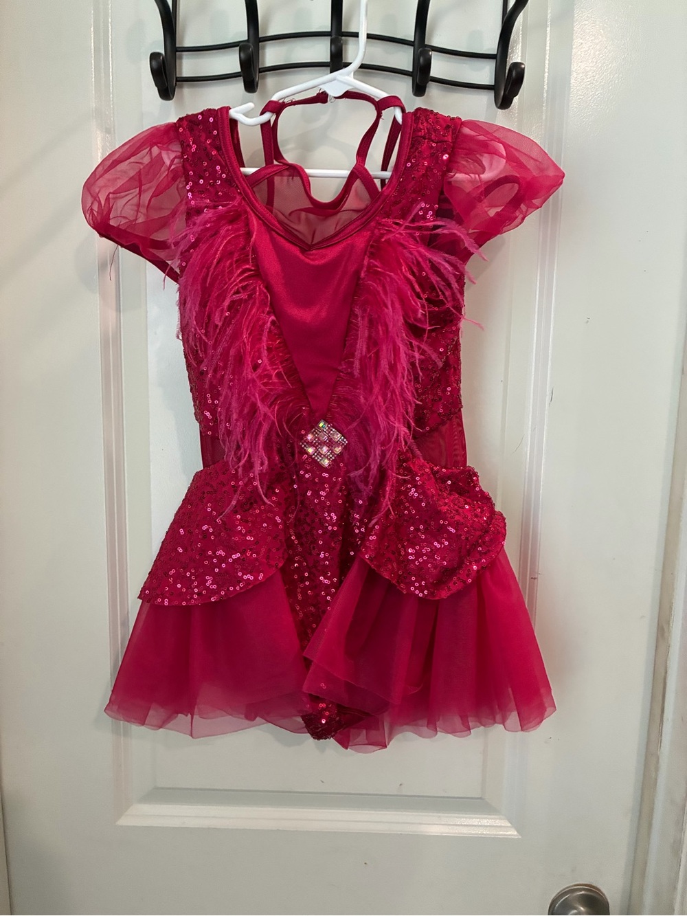 Weissman Hot Pink Sequin & Feather Dance Costume